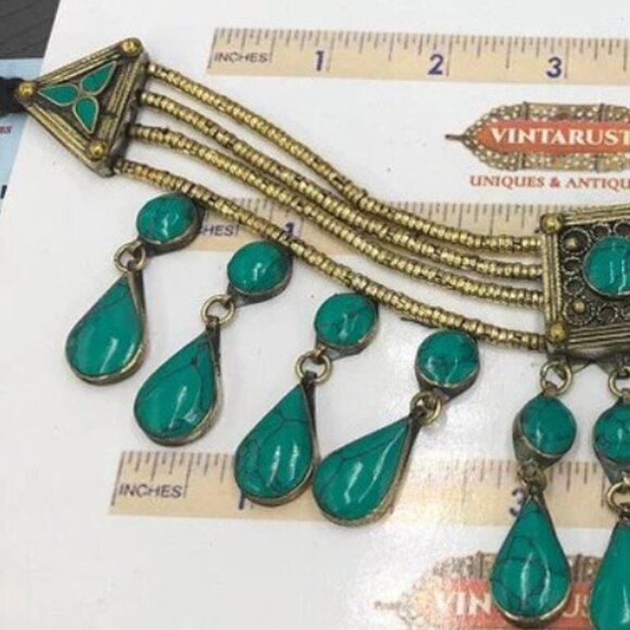 Vintage Style Boho Tribal Stone Choker Necklace, Afghan Choker Necklace - Picture 2 of 7